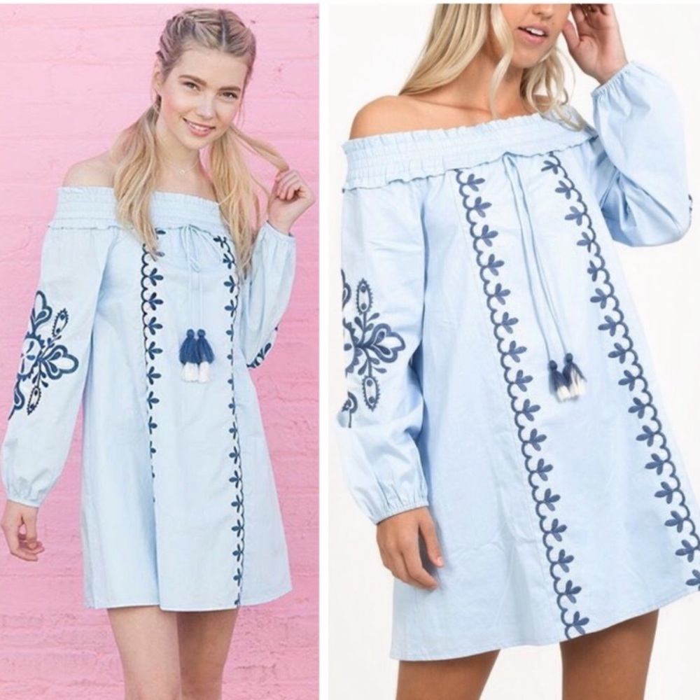 BOHO OFF THE SHOULDER DETAIL DRESS